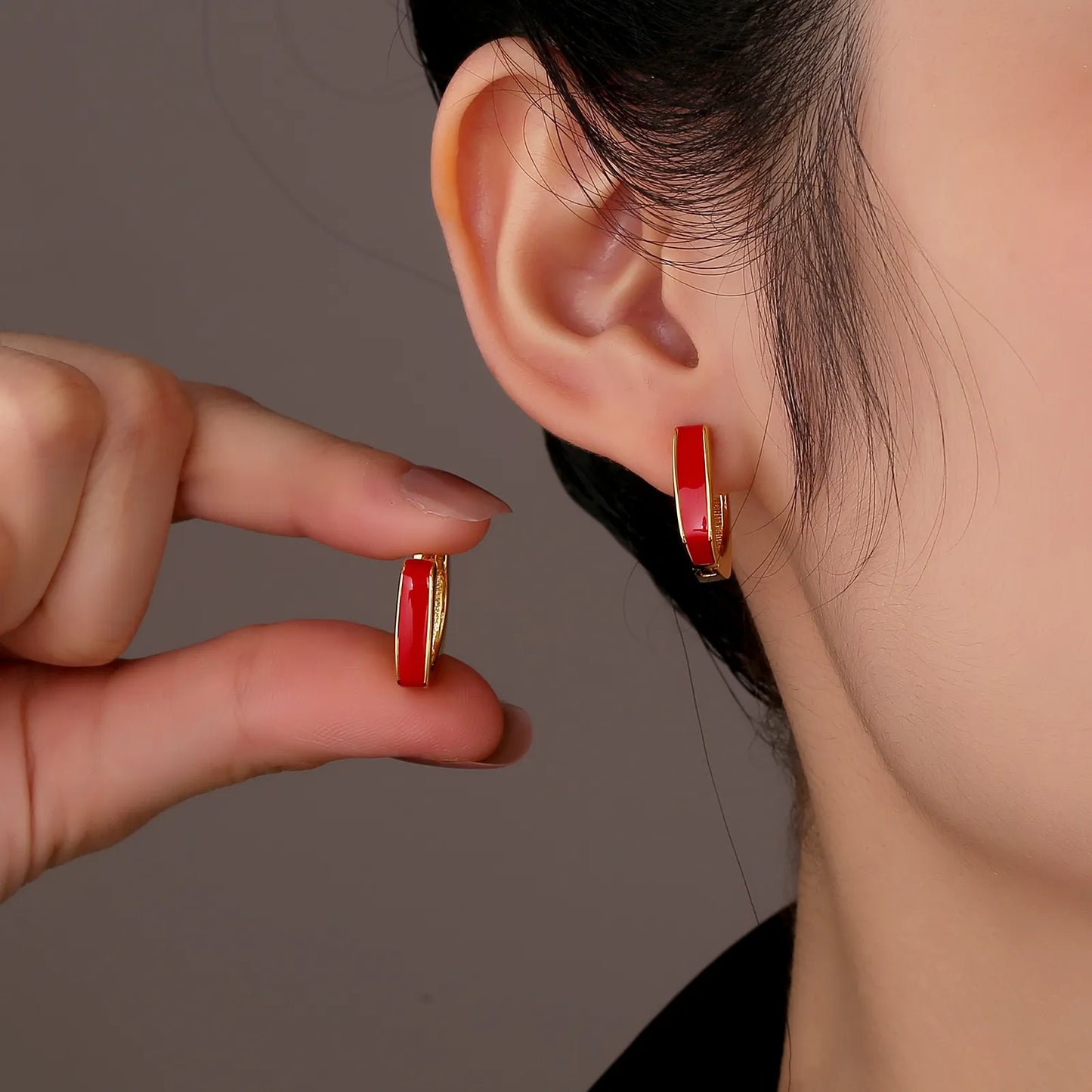 Oil-drop Square Hoop Earrings