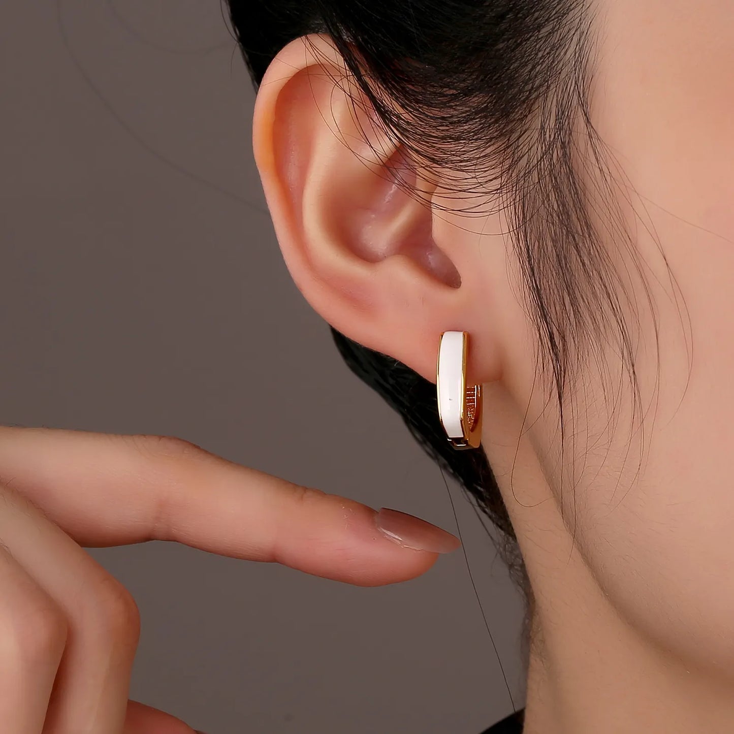 Oil-drop Square Hoop Earrings