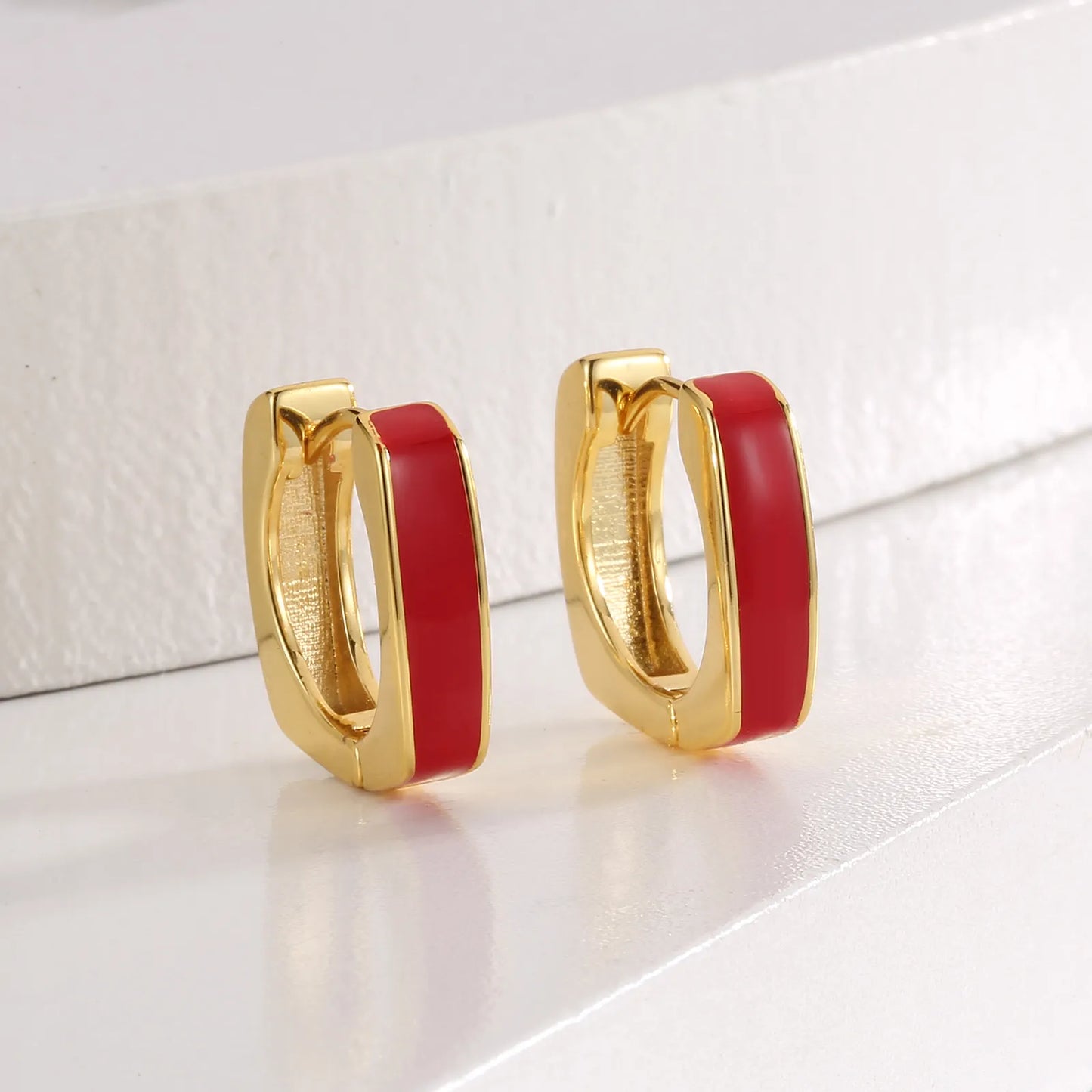 Oil-drop Square Hoop Earrings