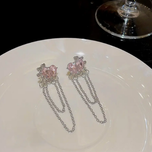 Pink Water Drop Earrings Creative Chain Tassel Earrings - BlingVows - Best Imitation & Anti Tarnish Jewelry Wholesaler