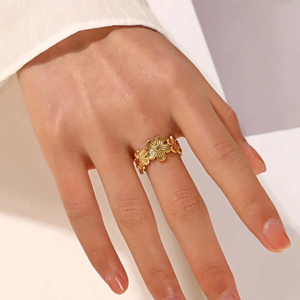 Flower Adjustable Opening Rings