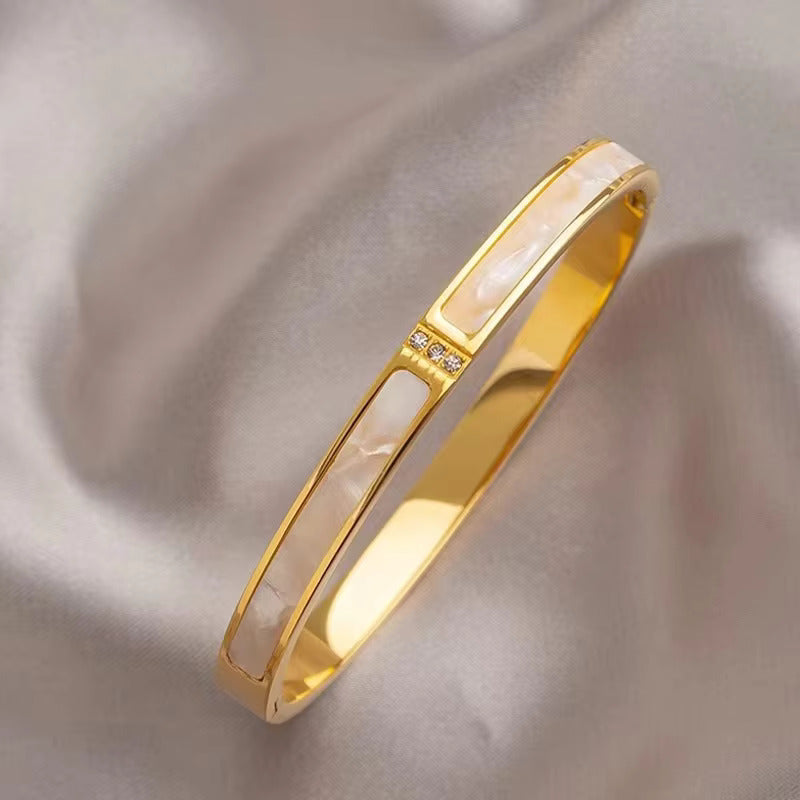 Ivory Marble Luxe Bangle – Anti-Tarnish