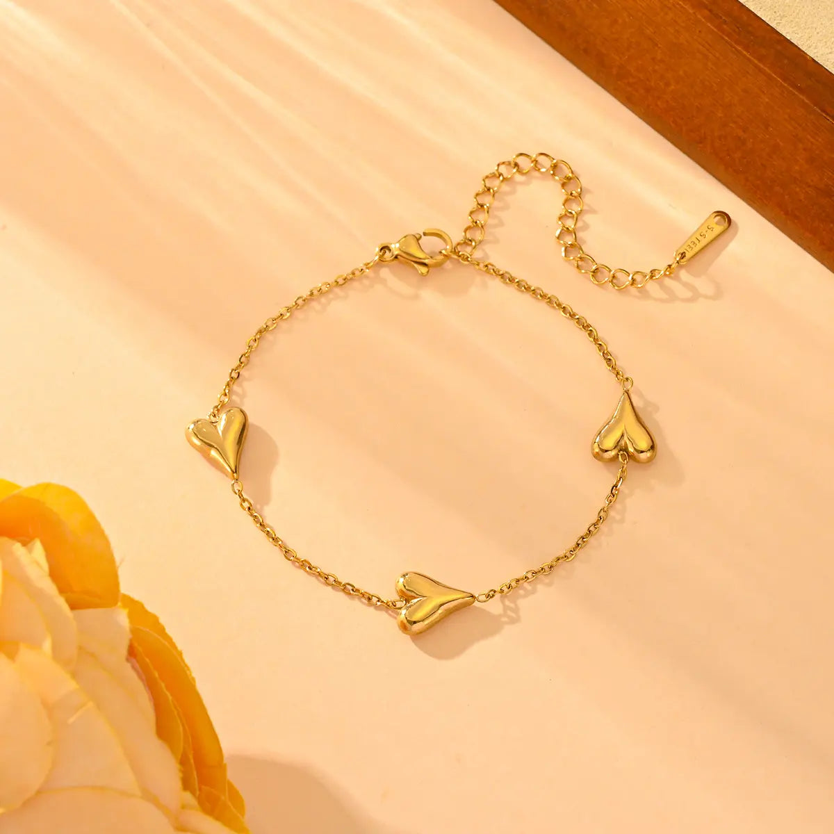 Matte Heart Trio Charm Bracelet