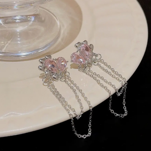 Pink Water Drop Earrings Creative Chain Tassel Earrings - BlingVows - Best Imitation & Anti Tarnish Jewelry Wholesaler