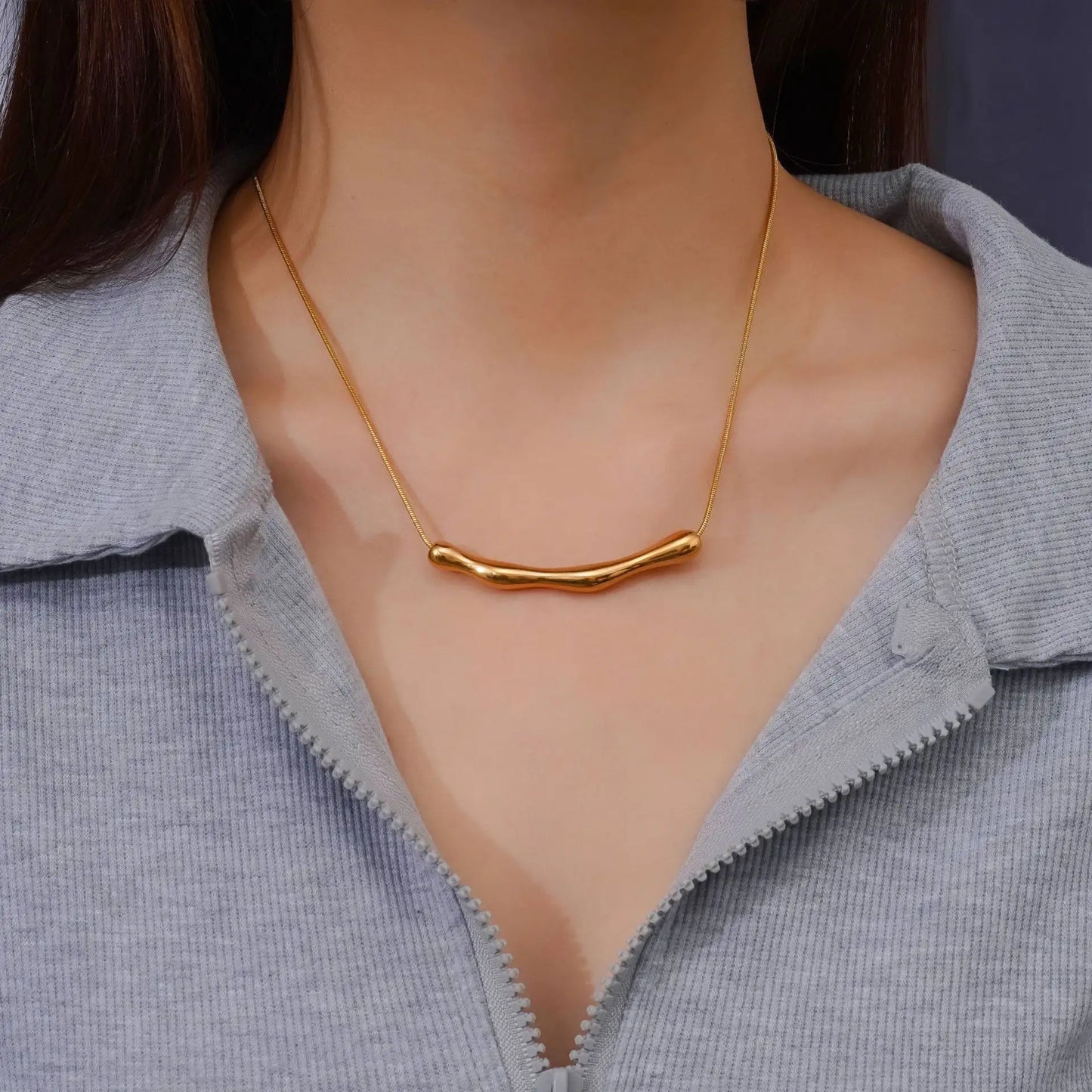 Abstract Wave Pendant Necklace