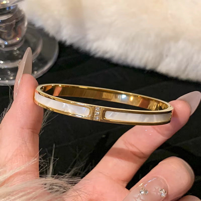 Ivory Marble Luxe Bangle – Anti-Tarnish