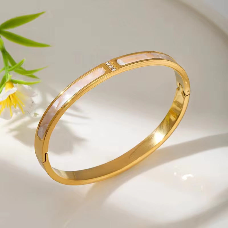 Ivory Marble Luxe Bangle – Anti-Tarnish