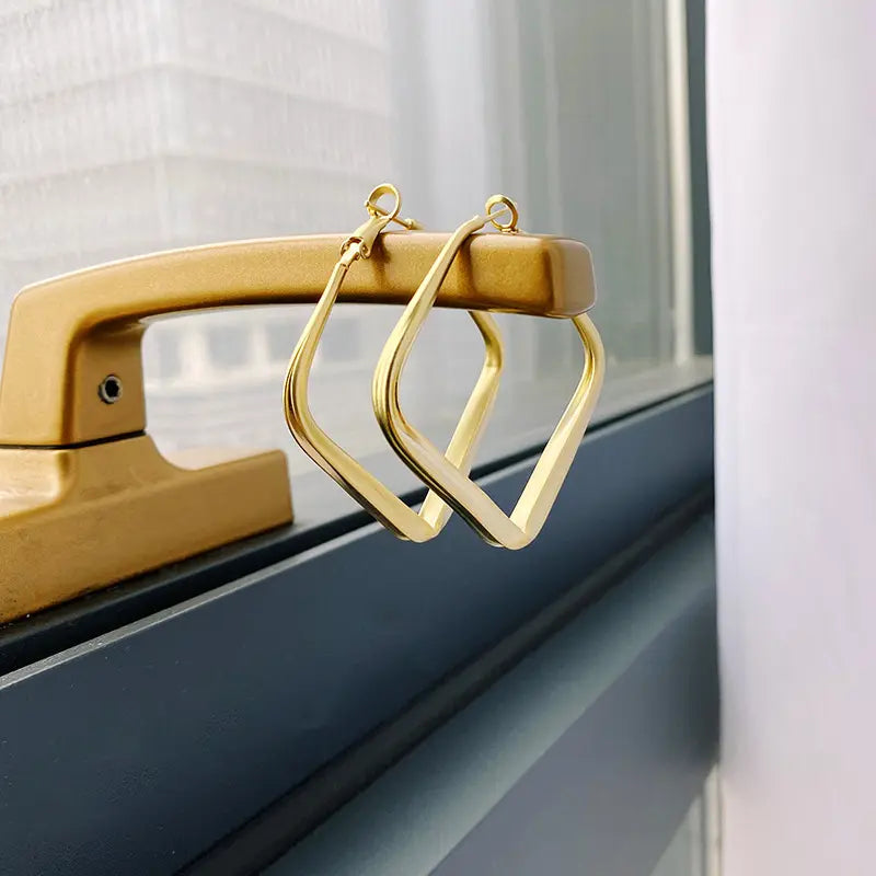 Plain Metal Matte Large Hoop Earrings