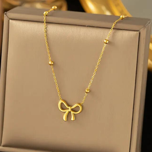 Beads Chain Bow Necklace - BlingVows - Best Imitation & Anti Tarnish Jewelry Wholesaler