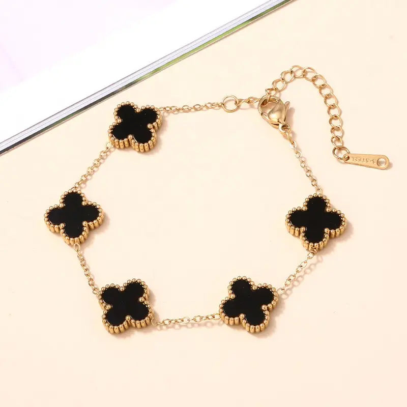 Black Lucky Clover Bracelet - BlingVows - Best Imitation & Anti Tarnish Jewelry Wholesaler