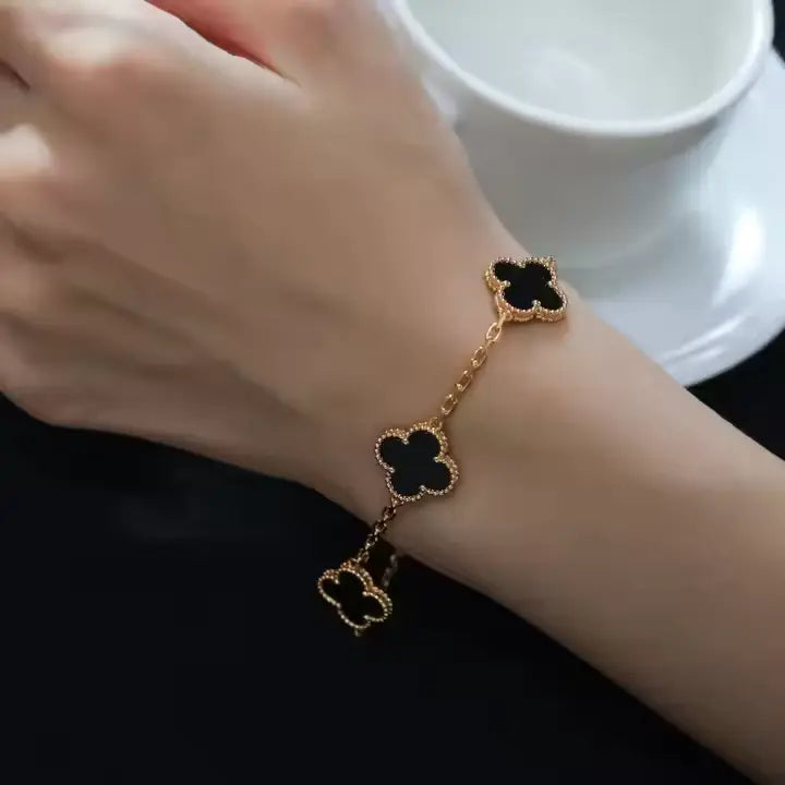 Black Lucky Clover Bracelet - BlingVows - Best Imitation & Anti Tarnish Jewelry Wholesaler