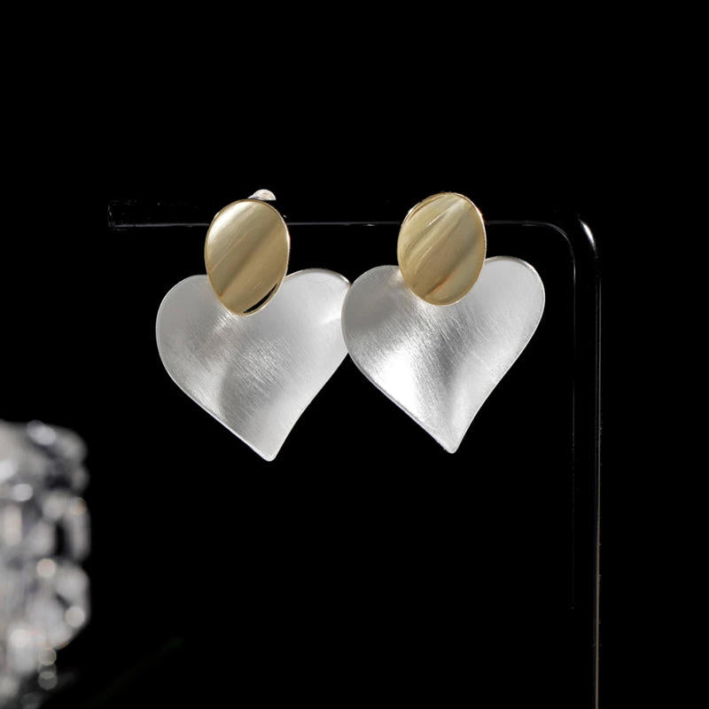 Gold Heart Statement Drop Earrings