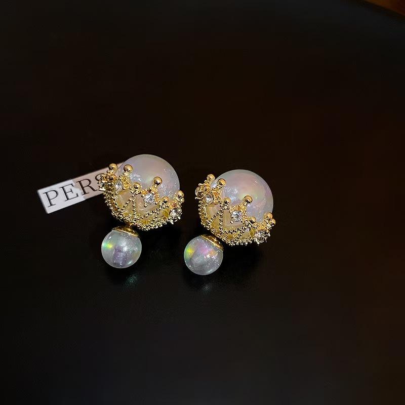 Gold Pearl Floral Drop Earrings