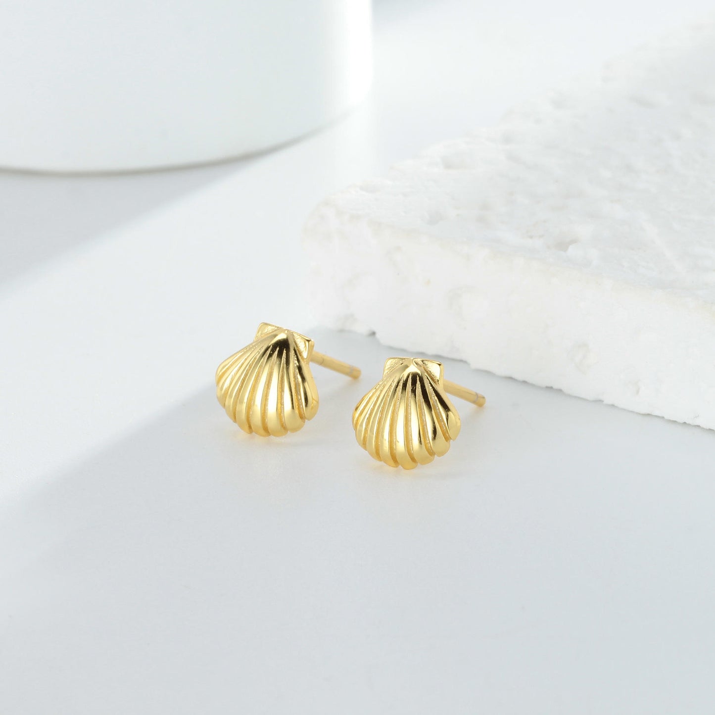 Gold Shell Stud Earrings