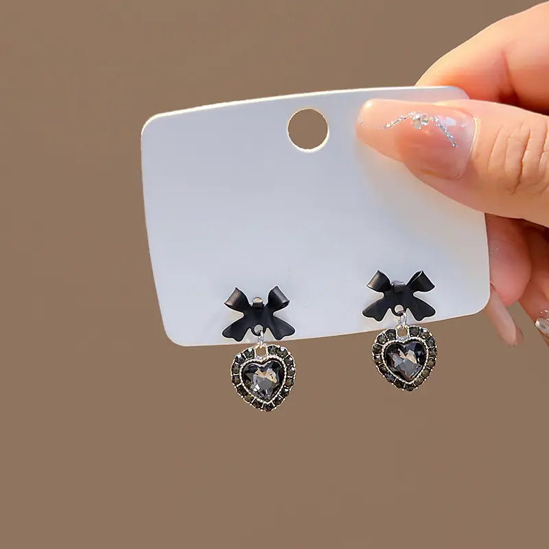 Bowknot Love Heart Drop Earrings - BlingVows - Best Imitation & Anti Tarnish Jewelry Wholesaler