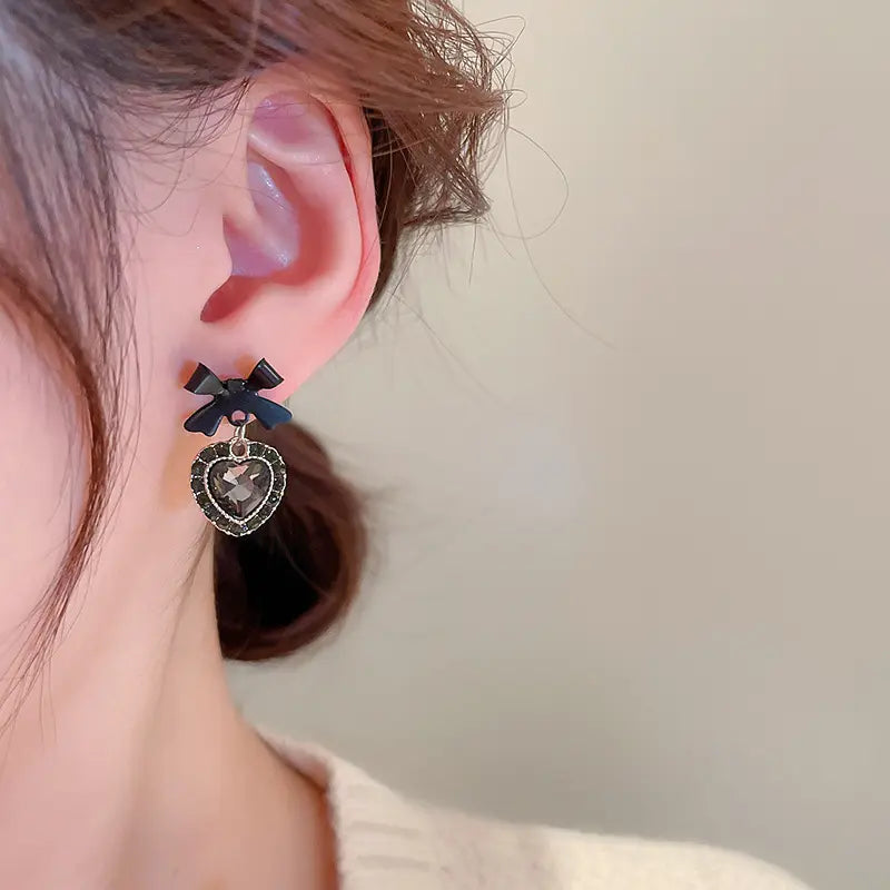 Bowknot Love Heart Drop Earrings - BlingVows - Best Imitation & Anti Tarnish Jewelry Wholesaler