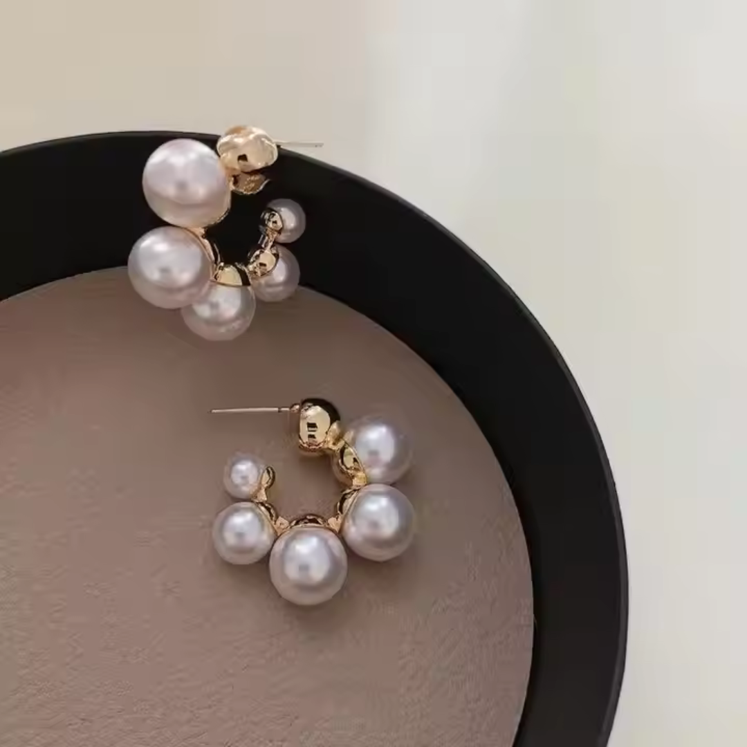 C Shape Pearl Hoop Earrings - BlingVows - Best Imitation & Anti Tarnish Jewelry Wholesaler