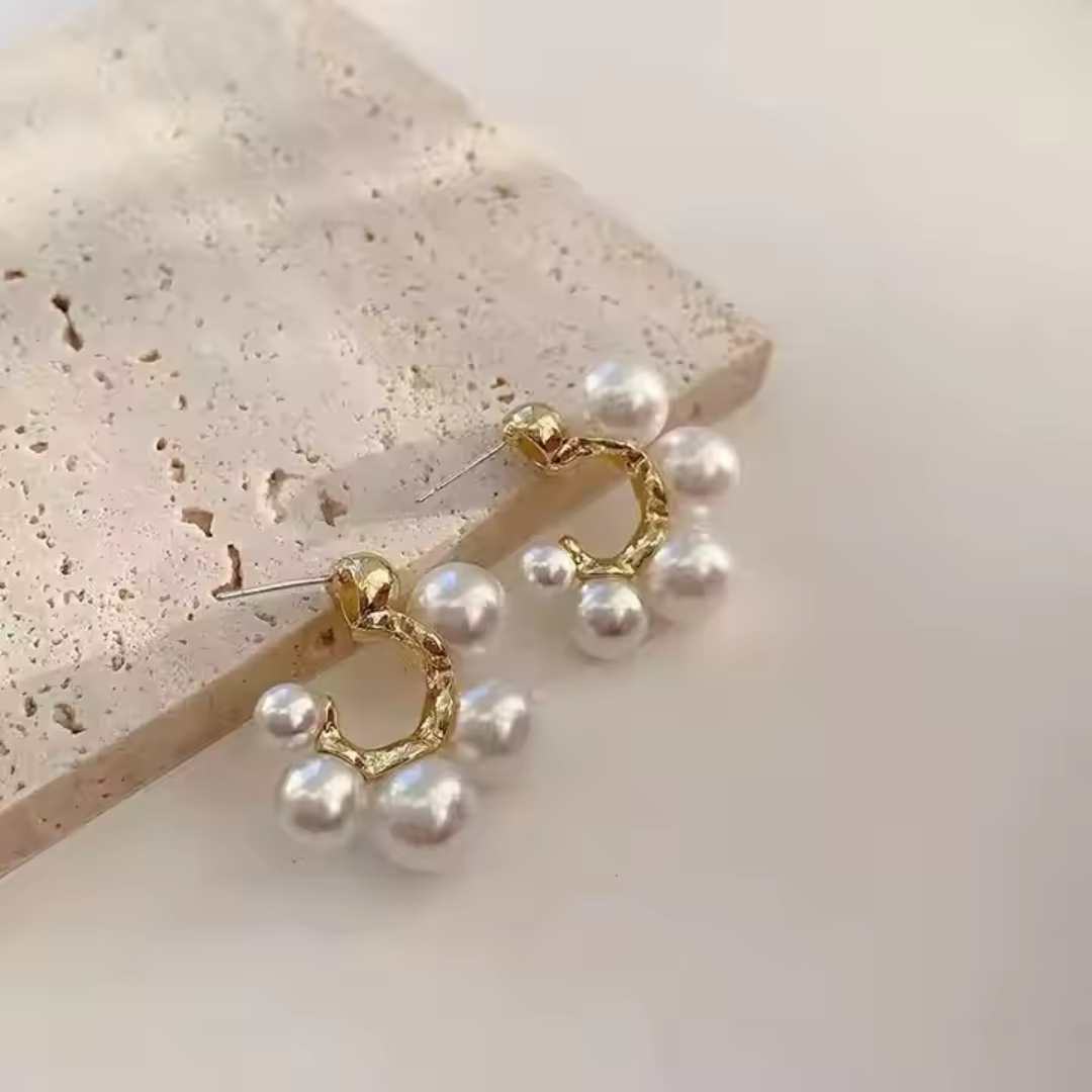 C Shape Pearl Hoop Earrings - BlingVows - Best Imitation & Anti Tarnish Jewelry Wholesaler