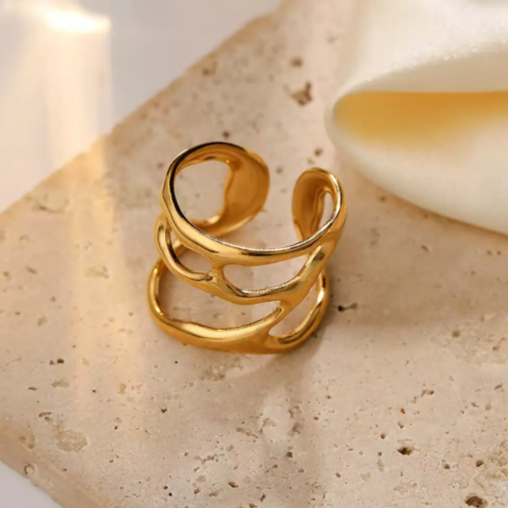 Chunky Hollow Abstract Wide Ring - BlingVows - Best Imitation & Anti Tarnish Jewelry Wholesaler