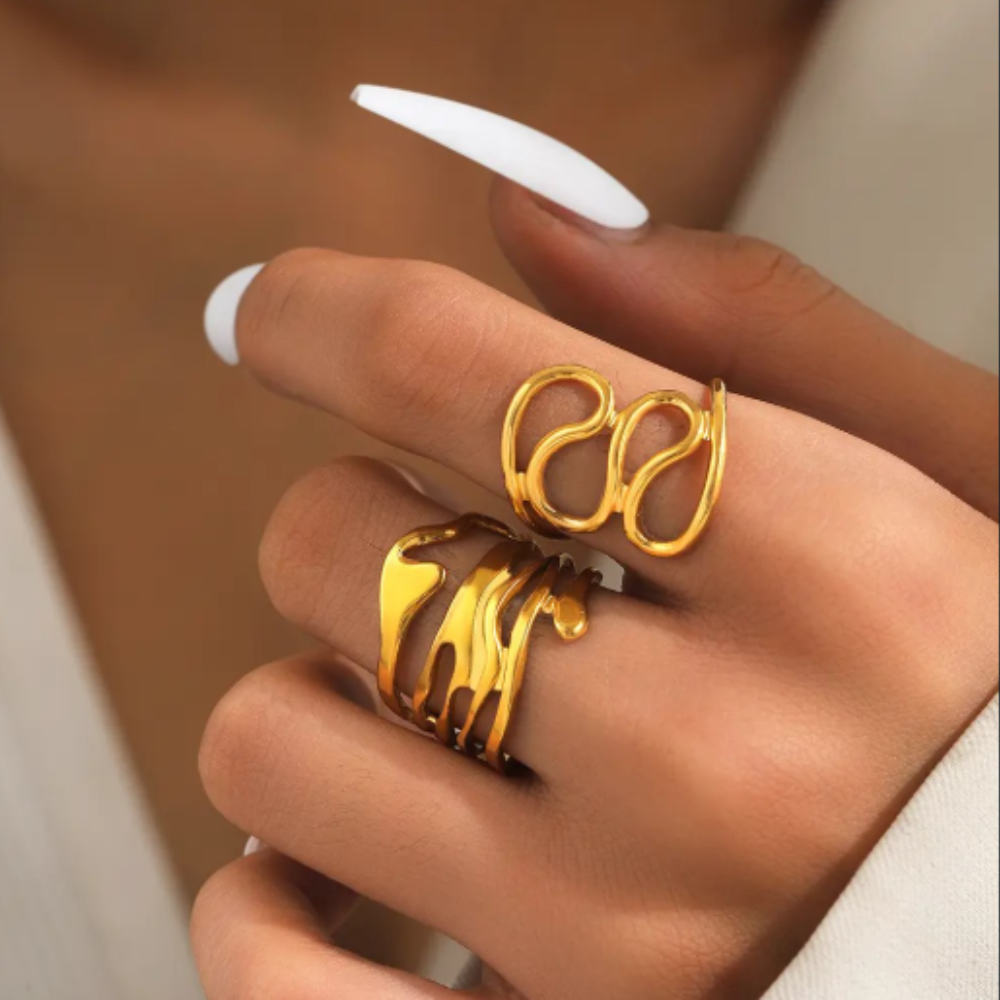 Chunky Hollow Abstract Wide Ring - BlingVows - Best Imitation & Anti Tarnish Jewelry Wholesaler