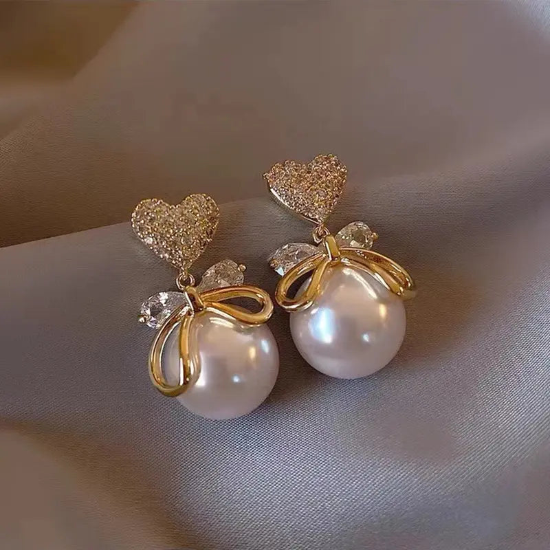 Diamond Pearl Korean Earrings - BlingVows - Best Imitation & Anti Tarnish Jewelry Wholesaler