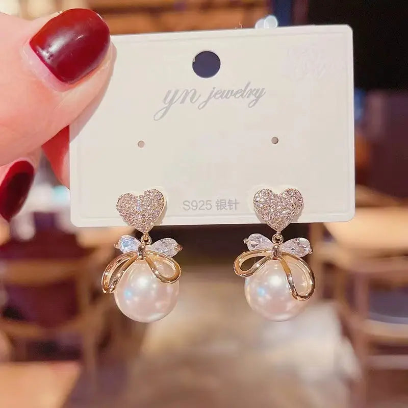 Diamond Pearl Korean Earrings - BlingVows - Best Imitation & Anti Tarnish Jewelry Wholesaler