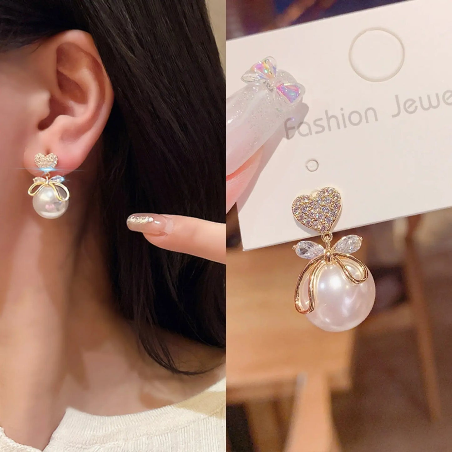 Diamond Pearl Korean Earrings - BlingVows - Best Imitation & Anti Tarnish Jewelry Wholesaler