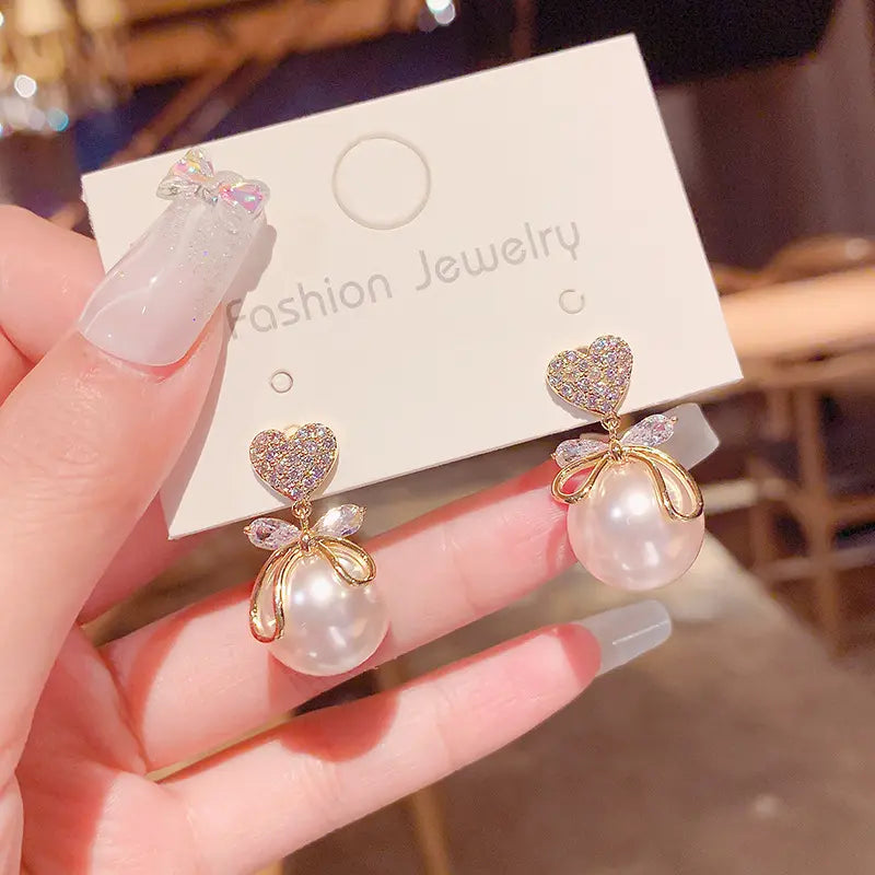Diamond Pearl Korean Earrings - BlingVows - Best Imitation & Anti Tarnish Jewelry Wholesaler