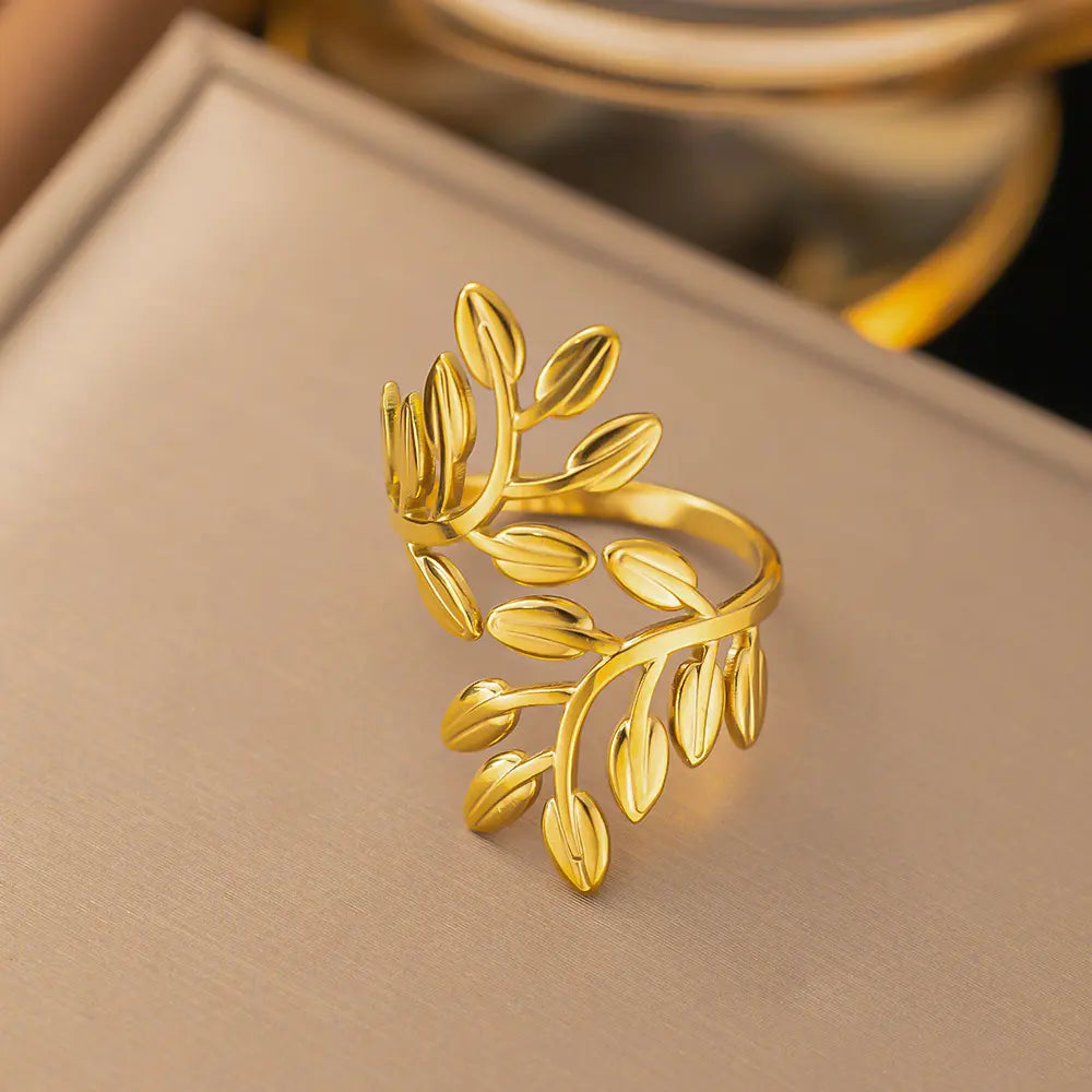 Exaggerated Branch Leaf Finger Ring - BlingVows - Best Imitation & Anti Tarnish Jewelry Wholesaler