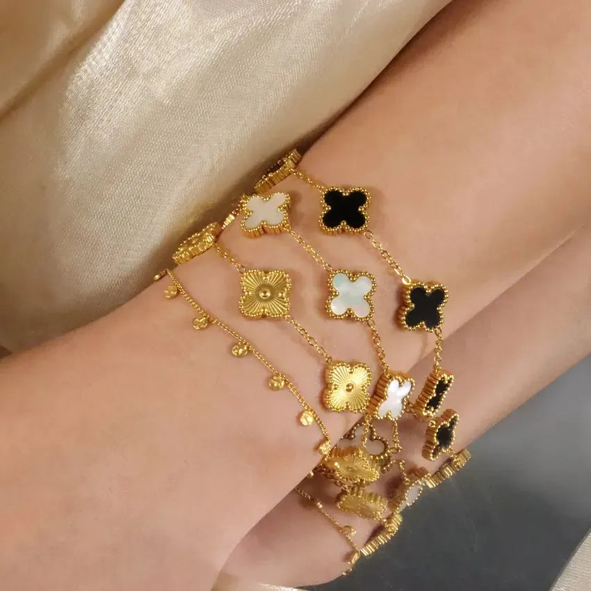 Gold Four Leaf Lucky Clover Bracelet - BlingVows - Best Imitation & Anti Tarnish Jewelry Wholesaler
