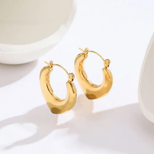 Gold Plated Love Heart Women Hoop Earrings - BlingVows - Best Imitation & Anti Tarnish Jewelry Wholesaler