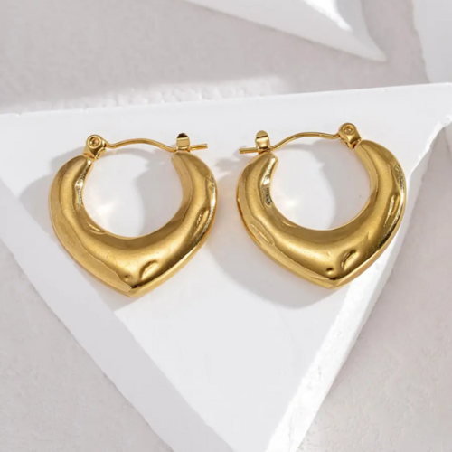 Gold Plated Love Heart Women Hoop Earrings - BlingVows - Best Imitation & Anti Tarnish Jewelry Wholesaler
