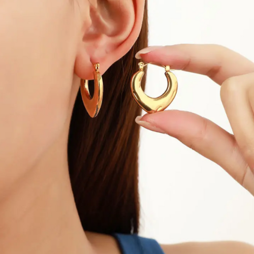 Gold Plated Love Heart Women Hoop Earrings - BlingVows - Best Imitation & Anti Tarnish Jewelry Wholesaler