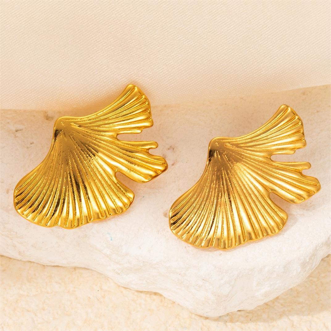 Golden Ginkgo Leaf Earrings – Anti-Tarnish - BlingVows - Best Imitation & Anti Tarnish Jewelry Wholesaler
