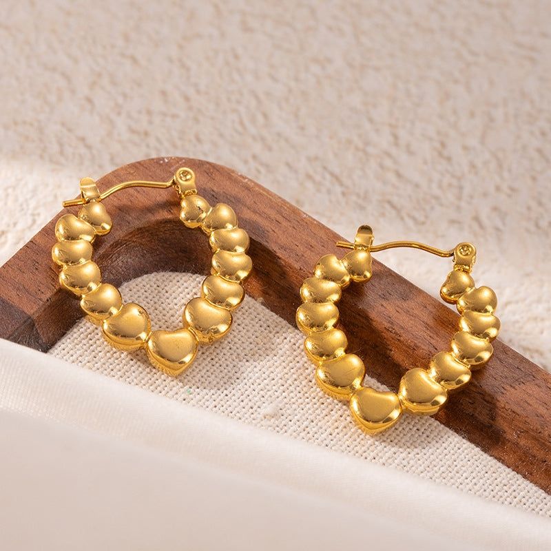 Golden Heart Charm Hoop Earrings - BlingVows - Best Imitation & Anti Tarnish Jewelry Wholesaler
