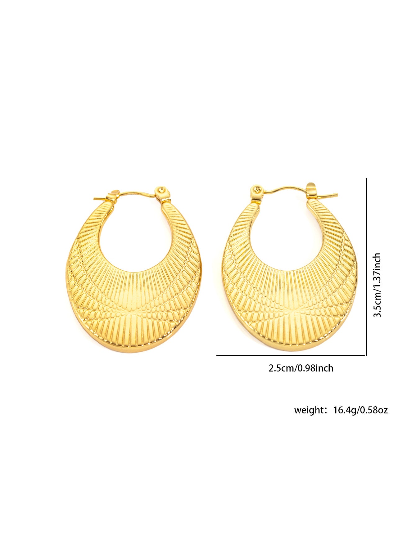 Golden Luxe Anti-Tarnish Textured Hoop Earrings - BlingVows - Best Imitation & Anti Tarnish Jewelry Wholesaler
