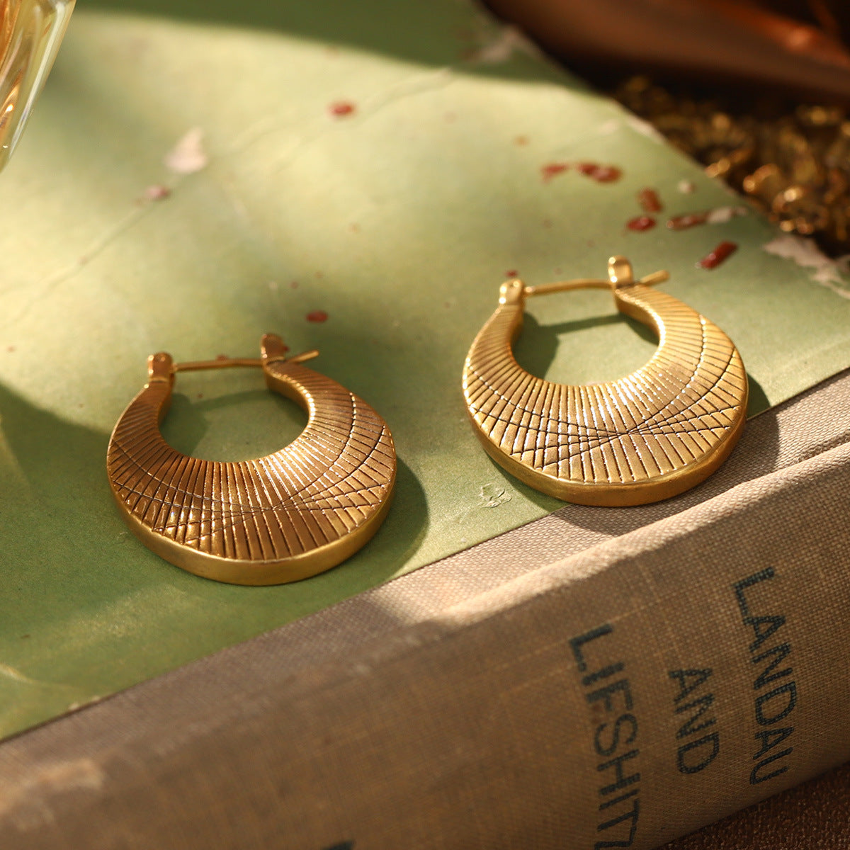 Golden Luxe Anti-Tarnish Textured Hoop Earrings - BlingVows - Best Imitation & Anti Tarnish Jewelry Wholesaler