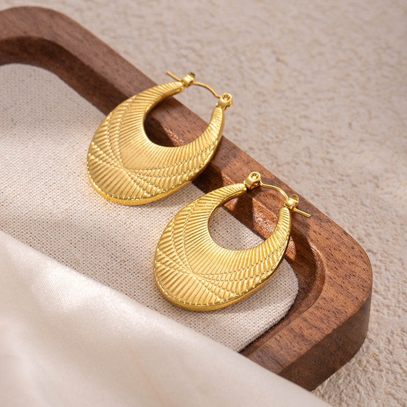 Golden Luxe Anti-Tarnish Textured Hoop Earrings - BlingVows - Best Imitation & Anti Tarnish Jewelry Wholesaler