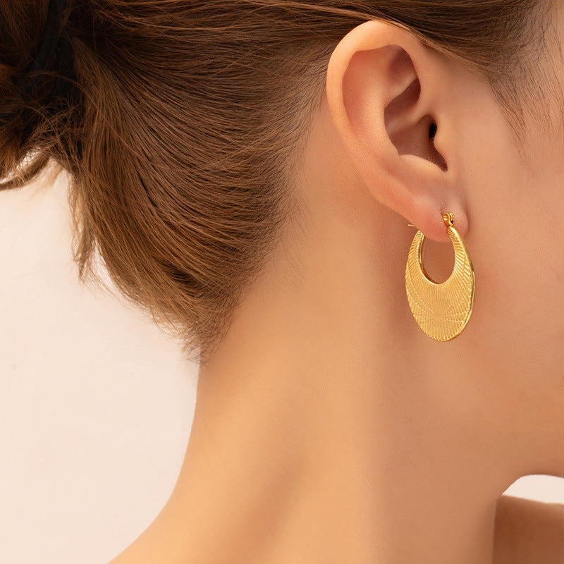 Golden Luxe Anti-Tarnish Textured Hoop Earrings - BlingVows - Best Imitation & Anti Tarnish Jewelry Wholesaler