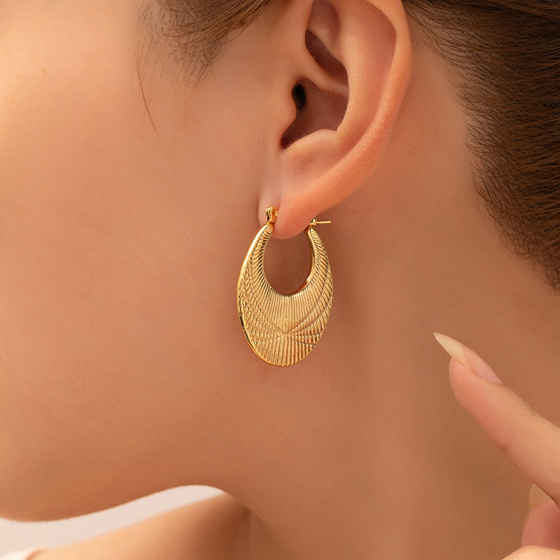 Golden Luxe Anti-Tarnish Textured Hoop Earrings - BlingVows - Best Imitation & Anti Tarnish Jewelry Wholesaler