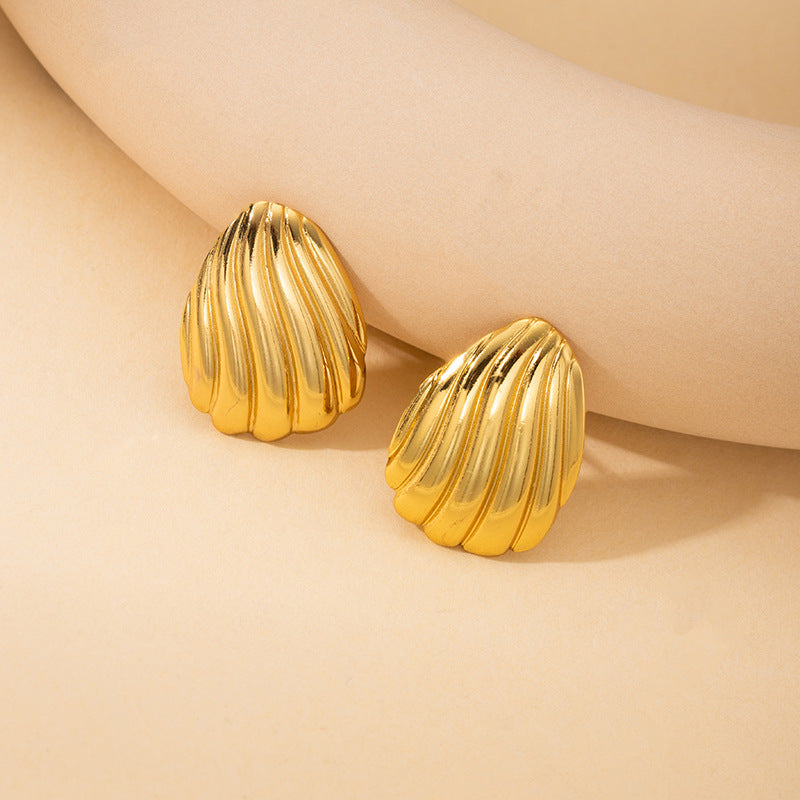 Golden Ripple Anti-Tarnish Statement Studs - BlingVows - Best Imitation & Anti Tarnish Jewelry Wholesaler
