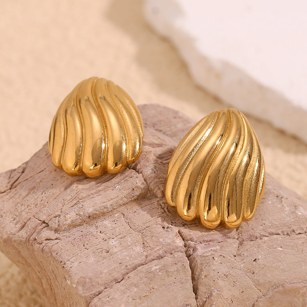 Golden Ripple Anti-Tarnish Statement Studs - BlingVows - Best Imitation & Anti Tarnish Jewelry Wholesaler