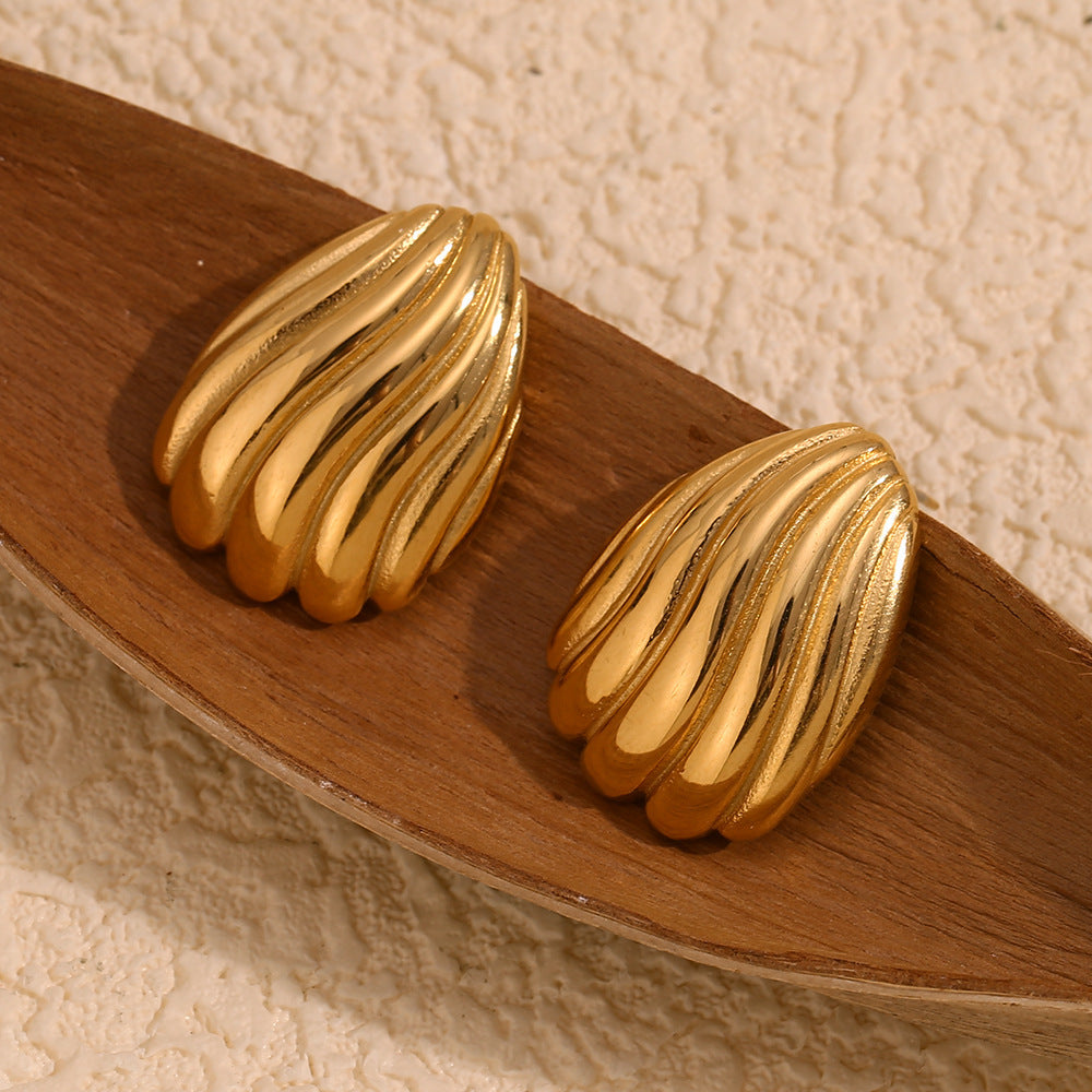 Golden Ripple Anti-Tarnish Statement Studs - BlingVows - Best Imitation & Anti Tarnish Jewelry Wholesaler