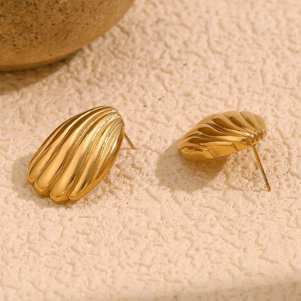 Golden Ripple Anti-Tarnish Statement Studs - BlingVows - Best Imitation & Anti Tarnish Jewelry Wholesaler