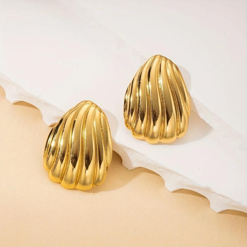 Golden Ripple Anti-Tarnish Statement Studs - BlingVows - Best Imitation & Anti Tarnish Jewelry Wholesaler