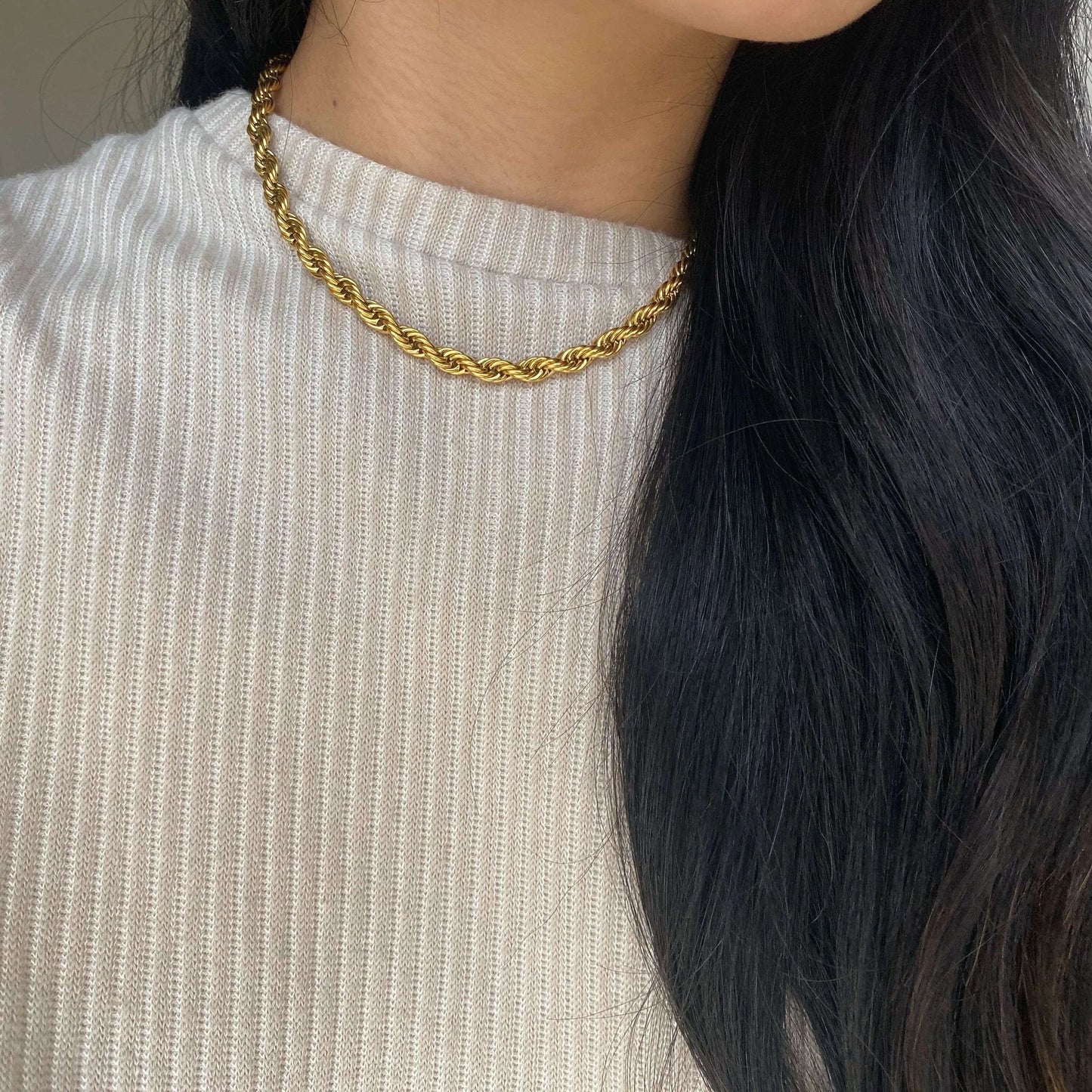 Golden Rope Twist Chain – Anti-Tarnish