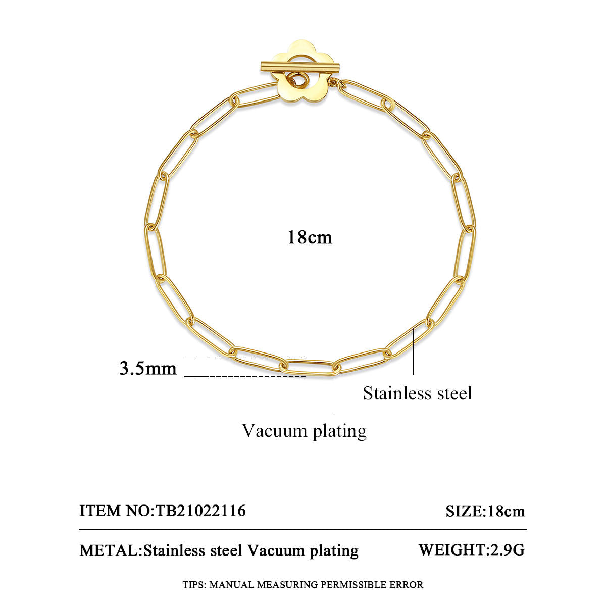 Golden Link Chain Bracelet with Floral Toggle – Anti-Tarnish