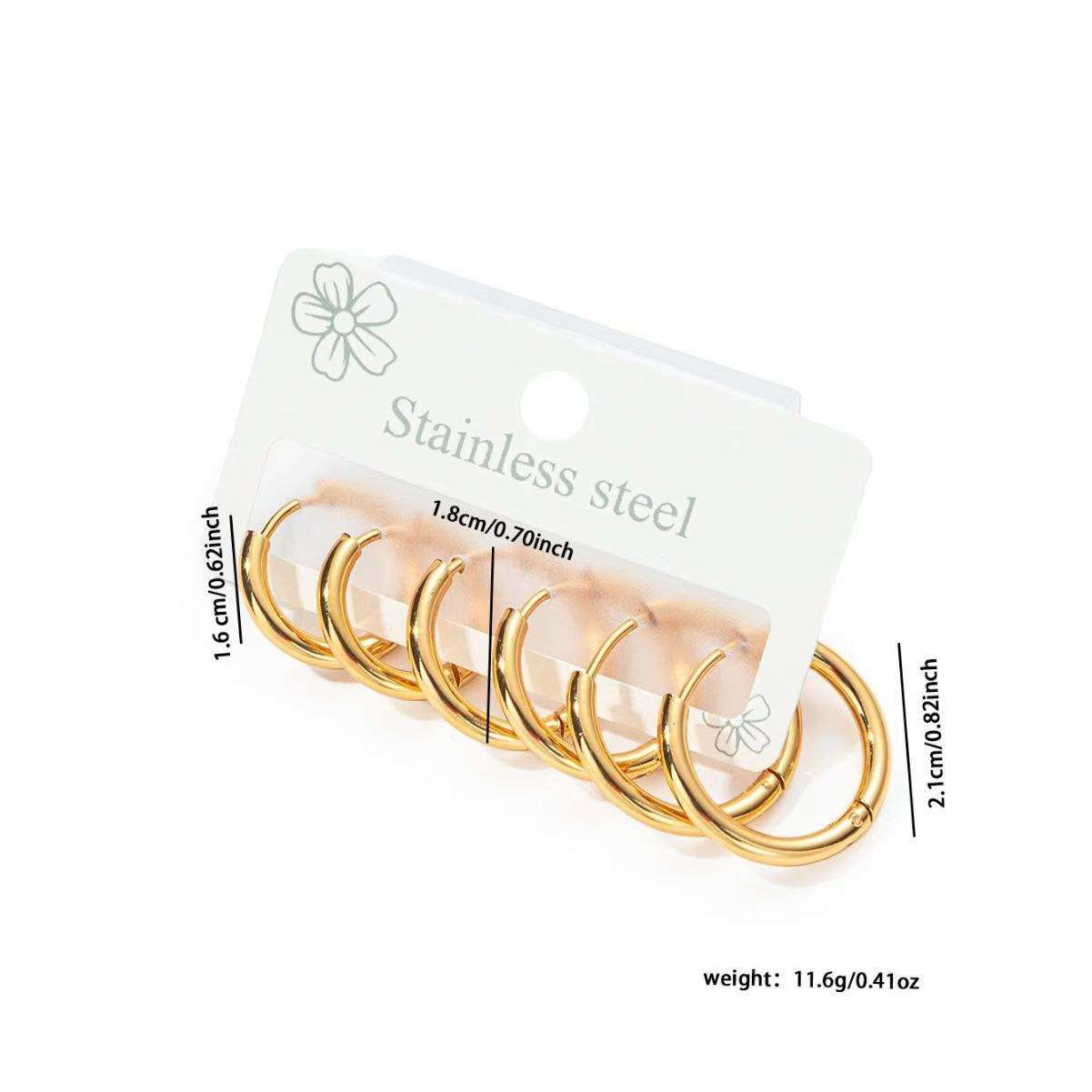 Classic Golden Hoop Set – Anti-Tarnish Stainless Steel (Set of 3 Pairs)