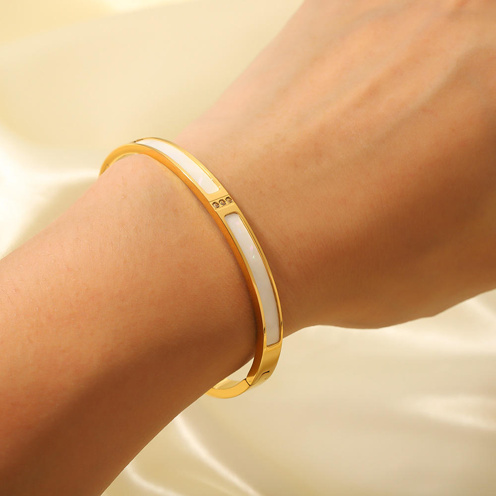 Ivory Marble Luxe Bangle – Anti-Tarnish
