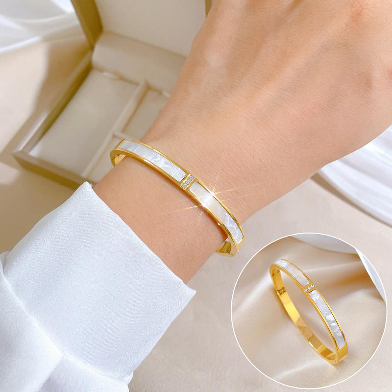 Ivory Marble Luxe Bangle – Anti-Tarnish